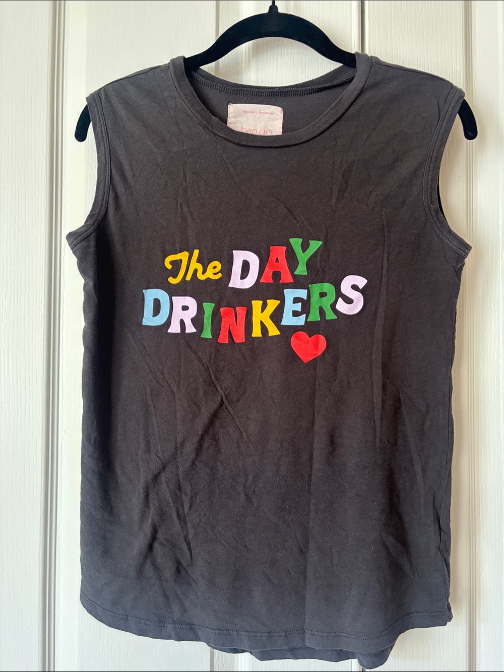 ban.do Grey Muscle Tee with Multicolor "The Day Drinkers" Graphic